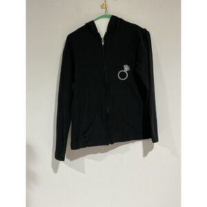Woman’s In Your Face Apparel Black Medium zip Up Hoodie Rhinestone Bride